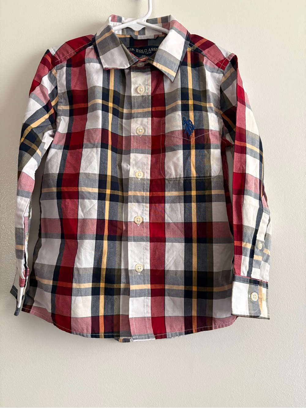 U.S. Polo Assn. Kids XS 4-5 Multicolor Plaid Button Down Long Sleeve Shirt